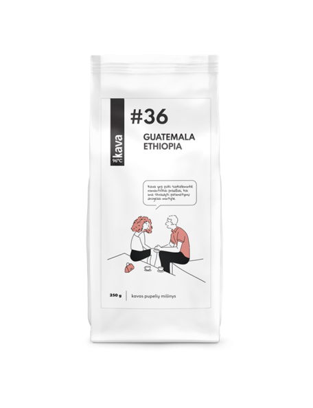 Skrudintos kavos pupelės KAVA96 Nr.36, MIX (Guatemala 50%, Ethiopia Yirgacheffe 50%) 250g